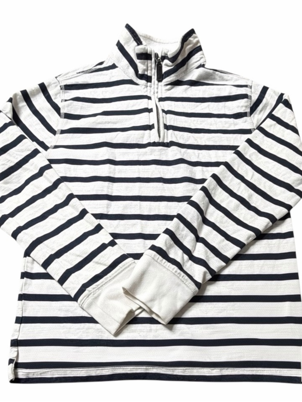 Crewcuts J.Crew Kids Large Striped Quarter Zip Pullover Navy White Sweatshirt
